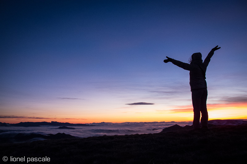 Coucher de soleil, l'hiver dans le Vercors