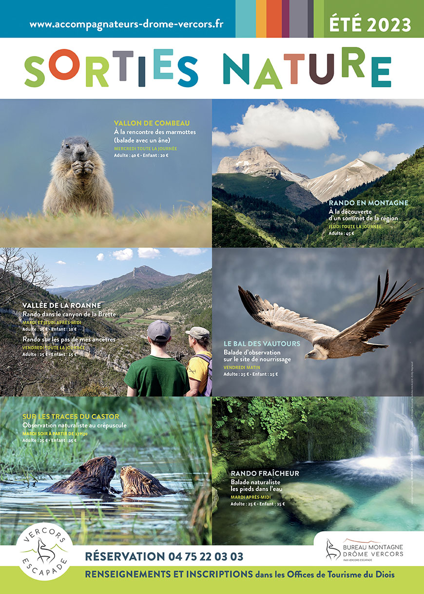 Affiche des sorties nature du Bureau Montagne Vercors Diois