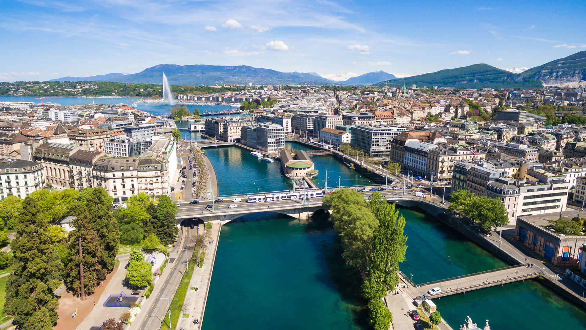 Vue de la ville de Genève et le lac Léman en Suisse
