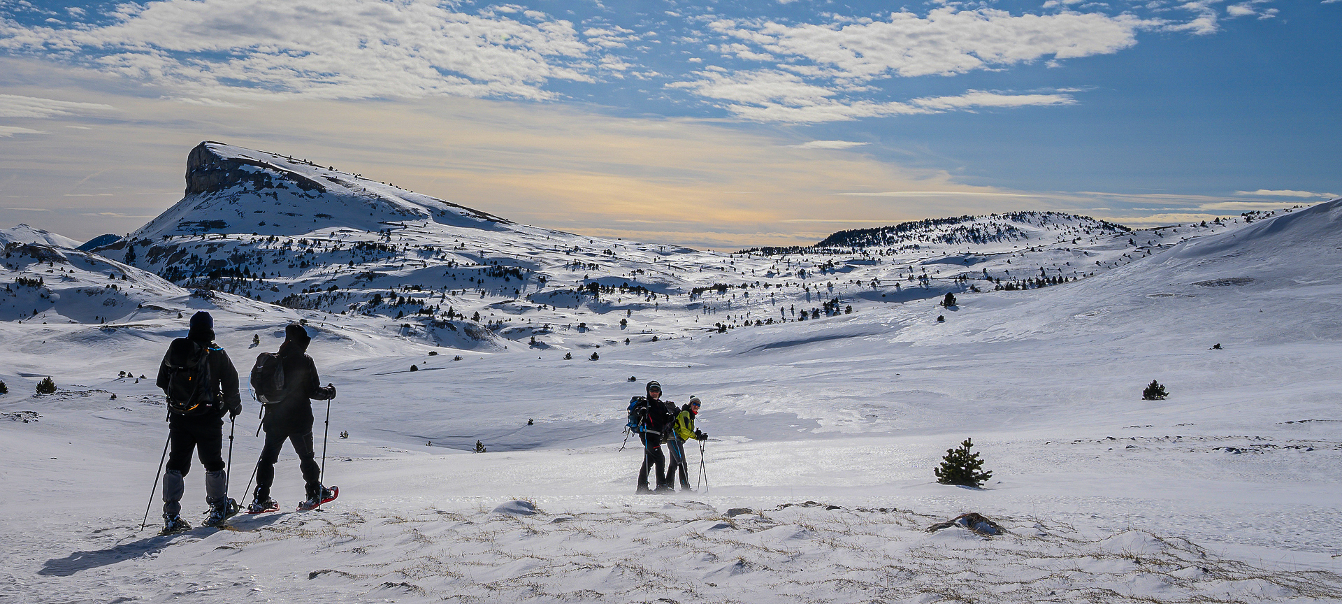raquette sur les plateaux du Vercors vers la Montagnette