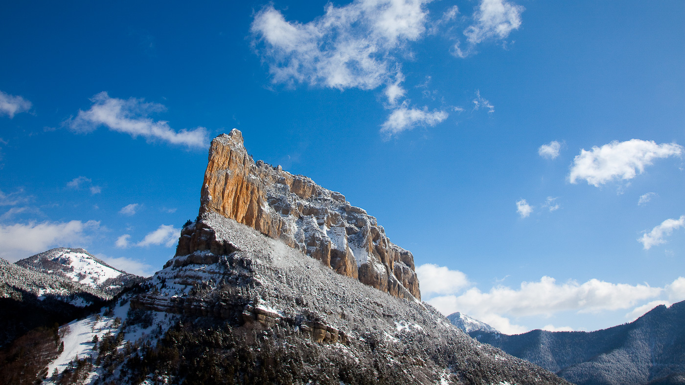 Le rocher de Combeau sous les 1ères neiges, stage photo Matt Booth