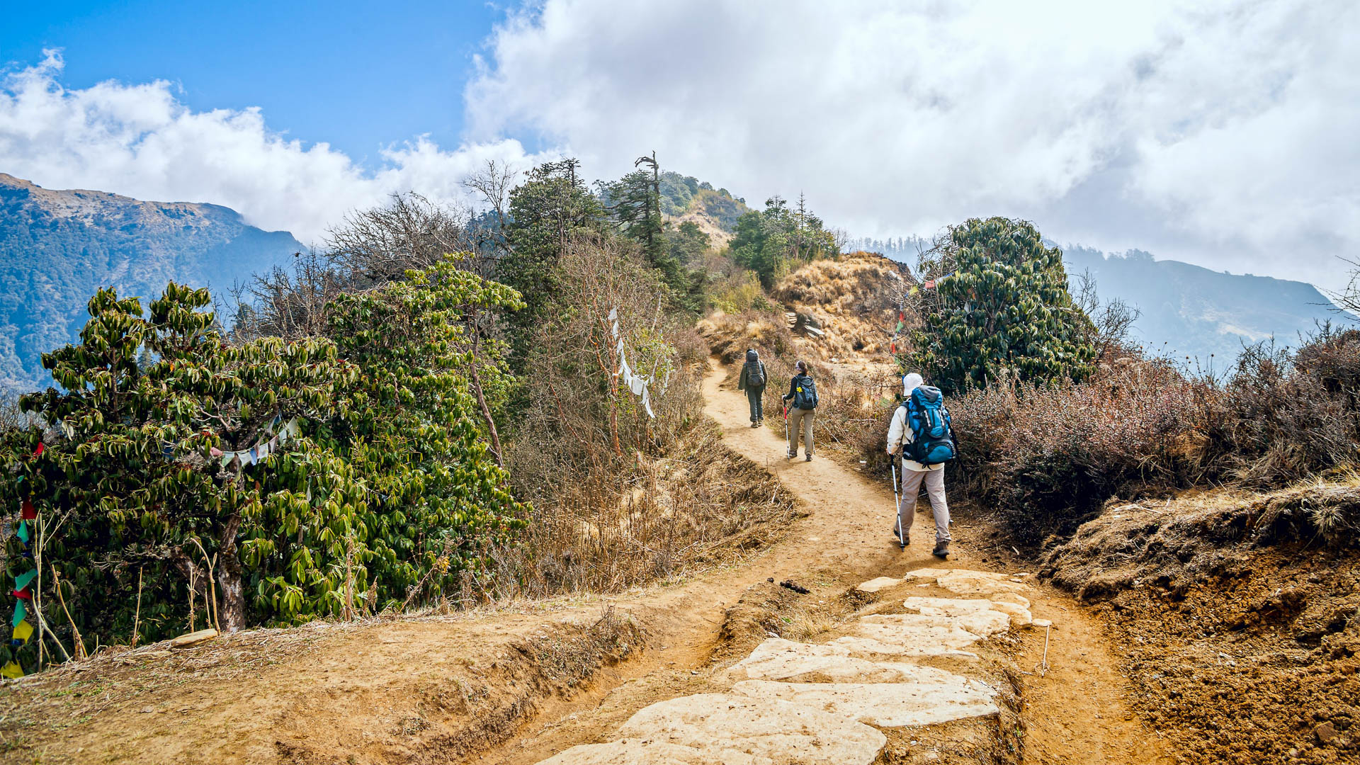 groupe de trekkeurs dans la région des Annapurnas