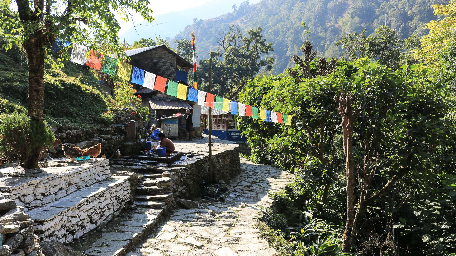 Scène de vie dans un village du Népal
