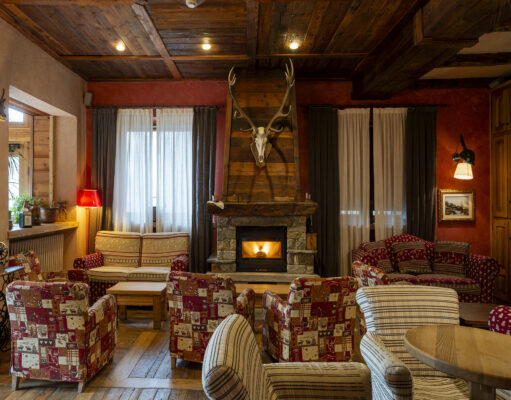 salon avec cheminé de l'hôtel Zerbion